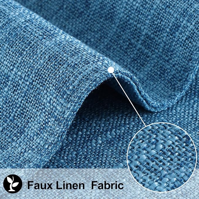 homing Faux Cotton Linen Placemats Set of 6, Cloth Washable Farmhouse Dining Table Mats for Indoors & Outdoors, Easy to Clean, Blue, 13 x 19 Inch