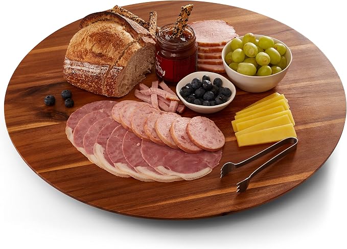TIDITA 21" Acacia Wood Lazy Susan for Table Top - Wooden Turntable Serving Tray for Charcuterie Boards Cheese Board - Extra Large Round Lazy Susan Organizer - Kitchen Revolution for Countertop