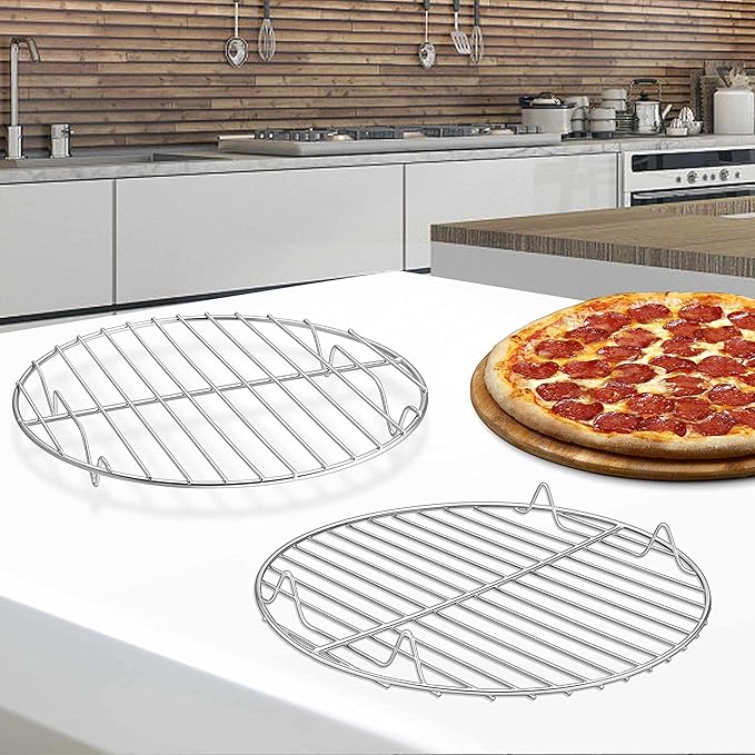 Herogo Round Cooling Cooking Rack Set of 2, 10.6 Inch Stainless Steel Large Grilling Steaming Baking Rack for Oven Pot Pressure Cooker Canning, Rust Free, Dishwasher Safe