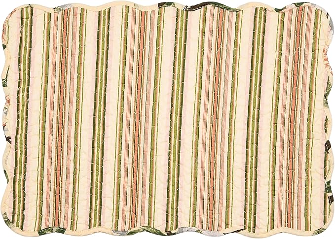 C&F Home Esther 100% Cotton Quilted Vintage Set of 6 Placemats 13" x 19" Spring Springtime Garden Floral Flowers Home Kitchen Dining Dinner Machine Wash Reversible Decor Decoration 13" x 19" Yellow &