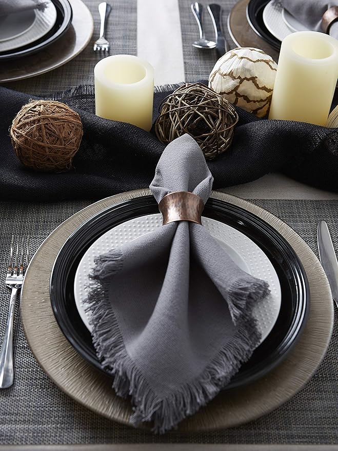 DII PVC Tabletop Collection Placemat Set, Rectangle, 13x17.25, Gray, 6 Piece