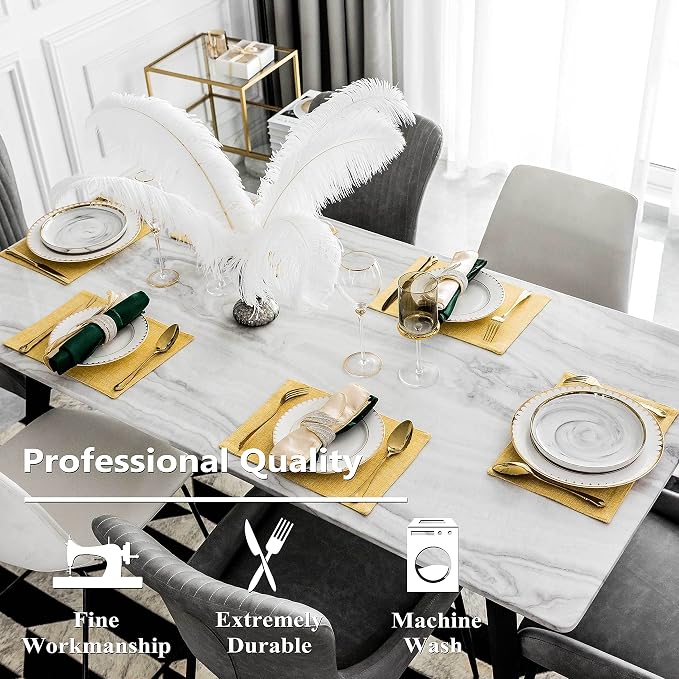 Home Brilliant Dining Placemats Set of 6 Heat Resistant Dining Table Place Mats for Kitchen Table for Placemats Decoration for Dinner Decor, 13 x 19 inches, Yellow