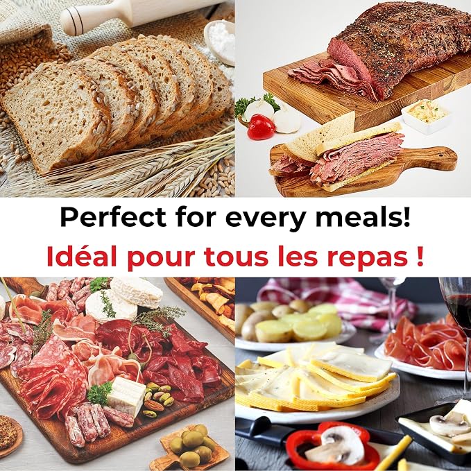 Starfrit Deli Slicer, Slices Meat, Cheese, Bread, 6.5" Stainless Steel Blade, Adjustable Thickness Knob, Nestable for Easy Storage, 2-in-1 Fruit and Vegetable