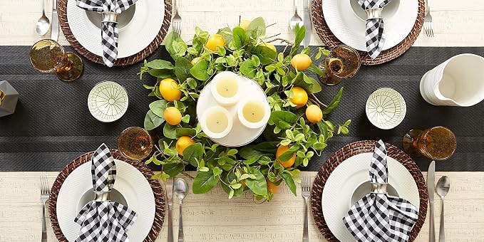 DII PVC Tabletop Collection Woven Indoor/Outdoor, Table Runner, 14x72, Black (Pack of 12)