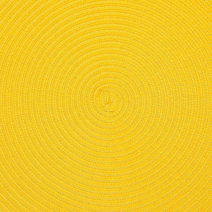 Topotdor 14 Inch Round Placemats Stain Resistant Anti-Skid Washable Polyproplene Table Mats Placemats (Yellow, Set of 6)