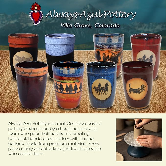 ALWAYS AZUL POTTERY 10 Inch Tall Moosewrap Utensil Holder in Mountainscape Glaze - Handmade Ceramic Pottery Utensil Holder -Kitchen Storage Container- Countertop Organizer for Large Cutlery & Cookware