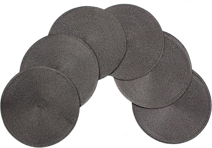 Vienna Woven Spiral Table Placemats 15 Inches Round Set of 6 Non-Slip Dining
