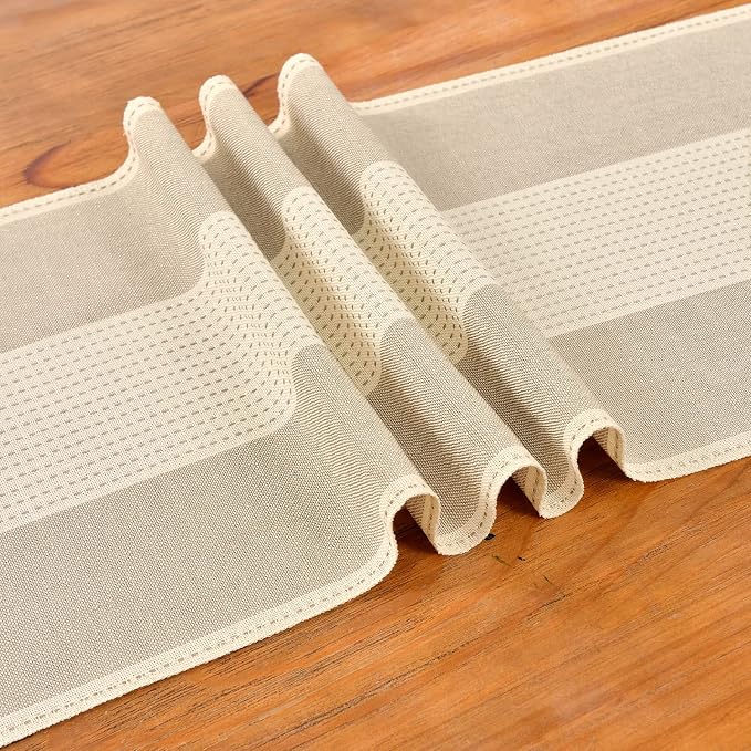 Wracra Linen Table Runner, Farmhouse Macrame Table Runners 108 Inches Long for Dining Table Decor, Wedding, Party and Dresser Decor (Light Coffee,108")