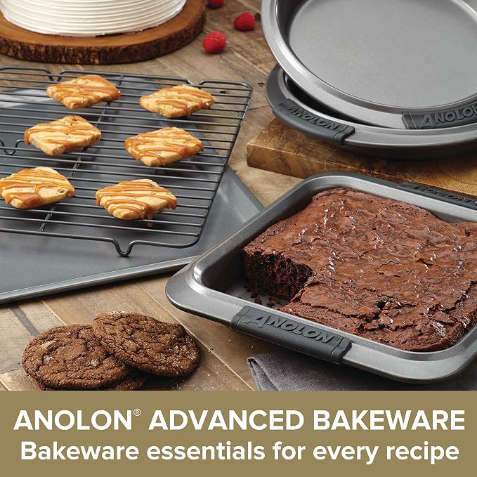 Anolon Advanced Nonstick Bakeware Cooling Grid / Baking Rack - 10 Inch x 16 Inch, Gray (Pack of 6)