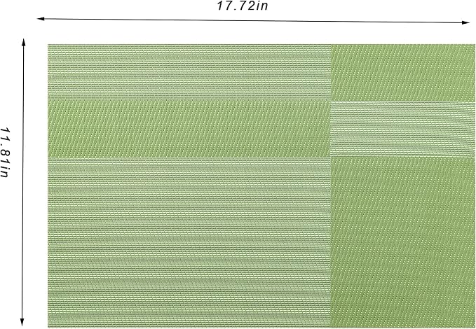 CADONO Placemats Set of 6 Washable Indoor/Outdoor Vinyl Place Mats for Dining Table Durable Non-Slip Heat Resistant PVC Weave Table Mats（Green Cube）