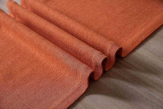 ZeeMart Burlap Style Farmhouse Table Runners 48 Inches Long, Burnt Orange Rustic Woven Dining Fall Table Runner for Everyday Use, 14x48 Inches, Harvest Pumpkin