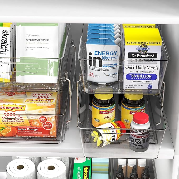 Simple Houseware 2 Tier Basket Drawer Cabinet Pull-Out Organizer, Clear