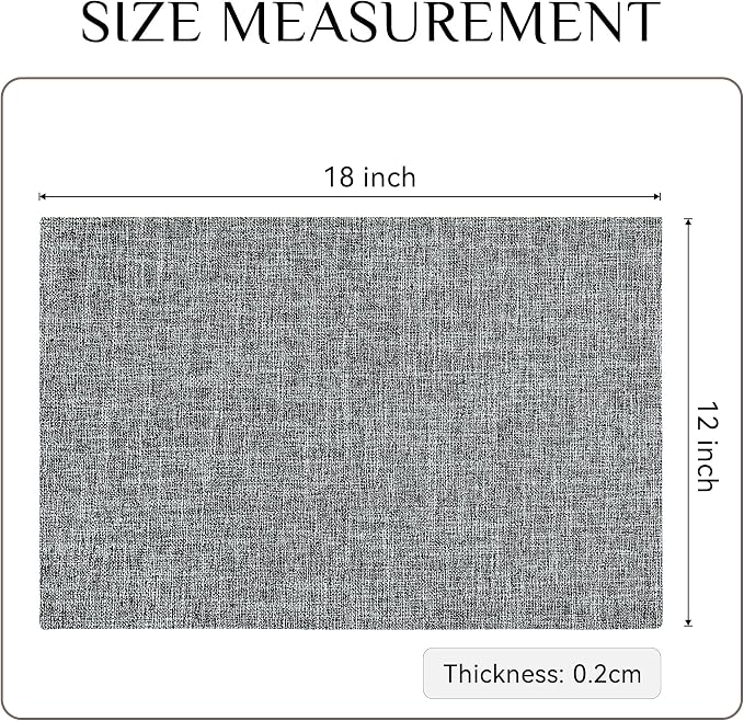 Softalker Faux Linen Placemats Set of 6-12 x 18 Inch, Heat Resistant Double Layered Durable Burlap Farmhouse Place Mats, Non-Slip Washable Rustic Table Mats for Dining, Kitchen, Party（Ash Grey