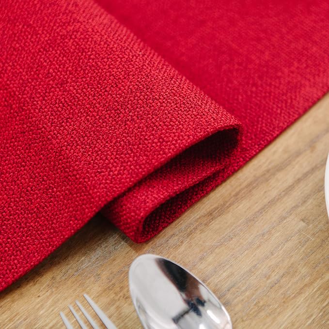 Soft Caddice Faux Linen Table Runner 2 Side for Family Dinners or Gatherings, Indoor or Outdoor Parties, Everyday Use (12 x 108, Seats 8-10 People), Burgundy