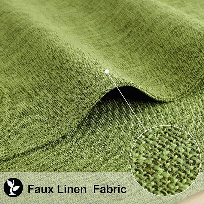homing Faux Cotton Linen Placemats Set of 8, Cloth Washable Farmhouse Dining Table Mats for Indoors & Outdoors, Easy to Clean, Grass Green, 13 x 19 Inch