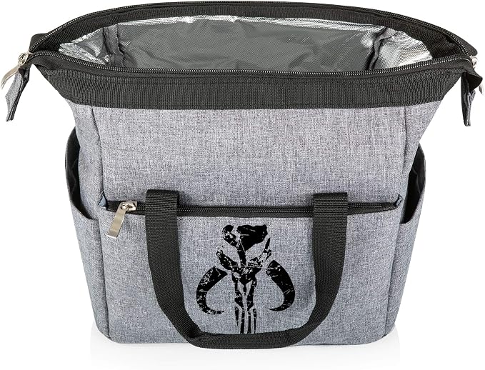 PICNIC TIME Star Wars Mandalorian Mythosaur Skull On The Go Lunch Bag, Soft Cooler Lunch Box, Insulated Lunch Tote, Leak-Resistant Work Lunchbox, Reusable Thermal Cooler Bag, (Heathered Gray)