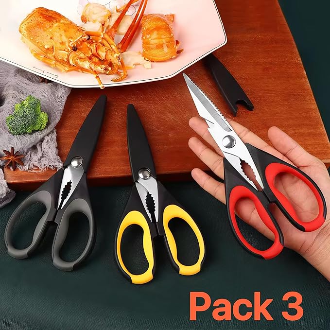 Magnificent Kitchen Scissors Heavy Duty - Multi-Purpose Kitchen Shears for Meat, Poultry, Food - Stainless Steel Cooking Scissors - Dishwasher Safe Culinary Shears