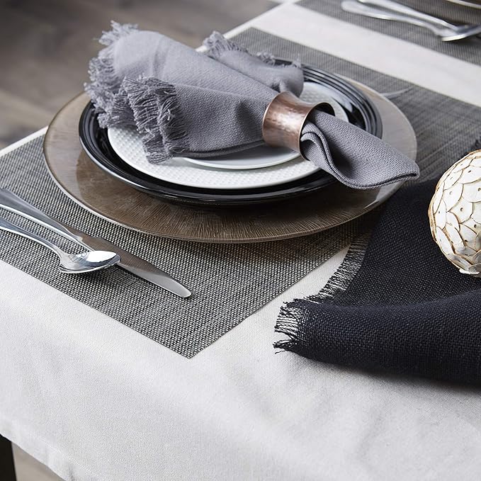 DII PVC Tabletop Collection Placemat Set, Rectangle, 13x17.25, Gray, 6 Piece