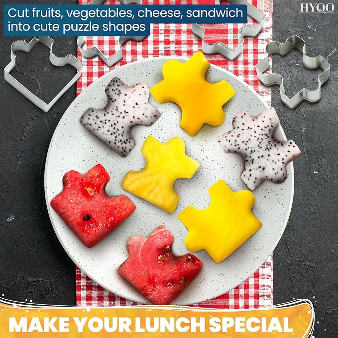 4 Pcs Puzzle Piece Cookie Cutter - 2.2 x 1.5" Stainless Steel Connecting Mini Puzzle Cookie Cutters for Edible Interactive Puzzles - for Birthday Cookies, Themed Parties, Fondant Toppers & Clay Crafts