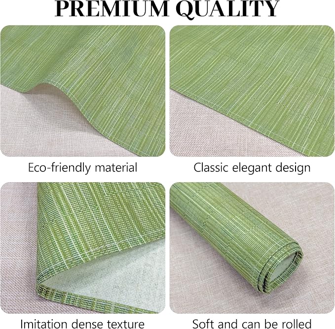 Bloss Placemats Set of 4, Linen Woven Place Mats for Kitchen Table Indoor/Outdoor, 12" x 18" Washable Placemat Dining Table Mats