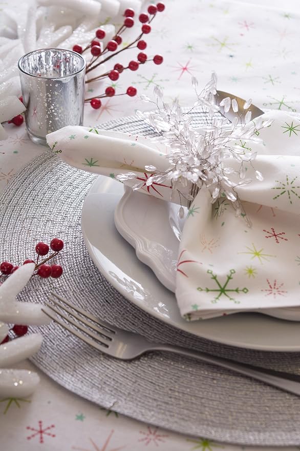 DII Woven Placemats Collection Metallic Round Placemat Set, 15", Platinum Silver, 4 Piece