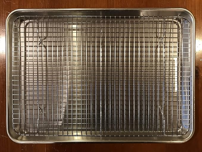 Stainless Steel Cooling Rack - Heavy Duty & Oven Safe, Good for Cooling, Baking & Roasting - Fits Standard Jelly Roll Baking Pans - Perfect for Cookies, Cakes & More (10" x 14.75")