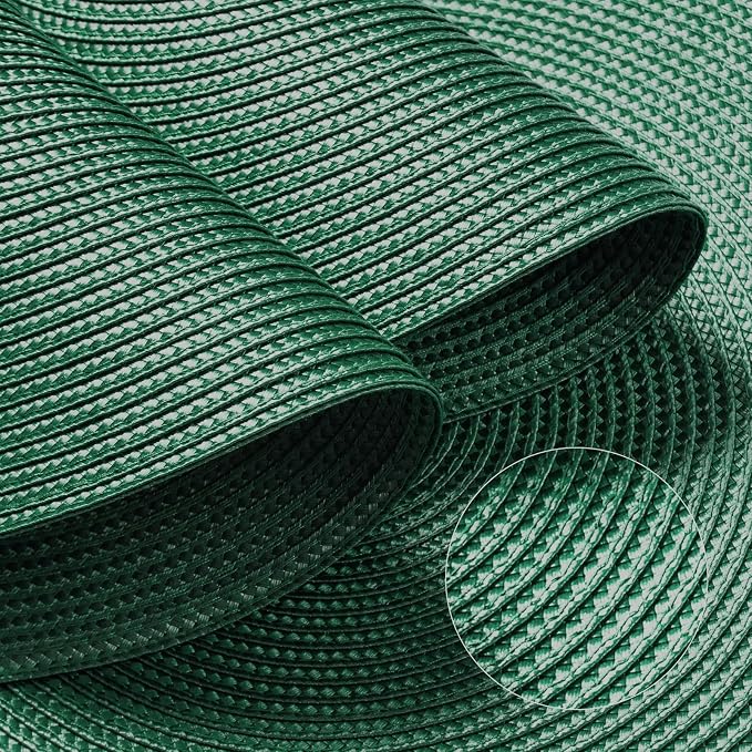 FunWheat Round Braided Placemats Set of 6 Place Mats for Dining Tables Woven Washable Non-Slip Table mats Small 13 inch(S Green, 6pcs)