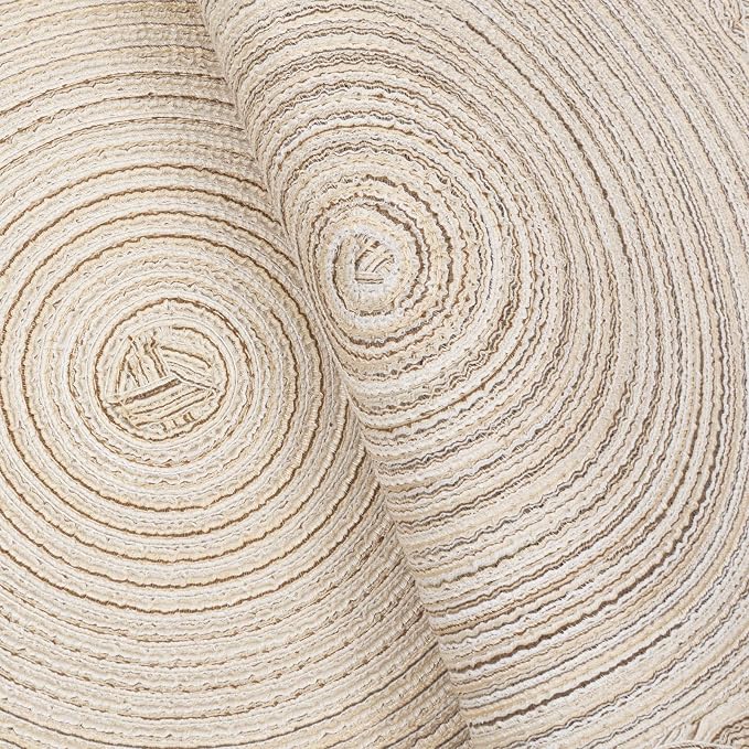 SHACOS Round Placemats Set of 4 Boho Braided Border 15 inch Circle Place Mats Washable Fabric Table Mats for Kitchen Dining Table, Ivory