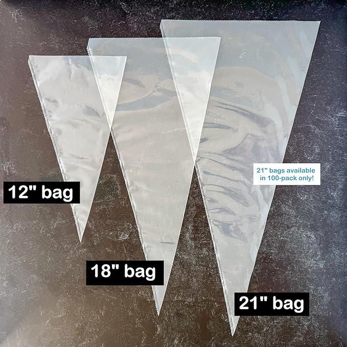 Ateco 18-Inch Plastic Disposable Piping and Cake Decorating Bags with NuPlastiQ, Pack of 24, Clear