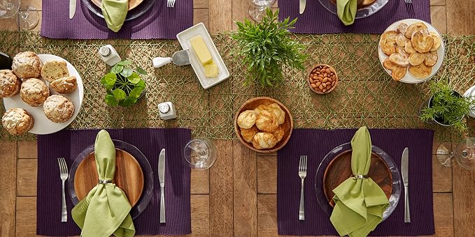 DII Ribbed, Placemat Set, Eggplant 6 Count, CAMZ33242