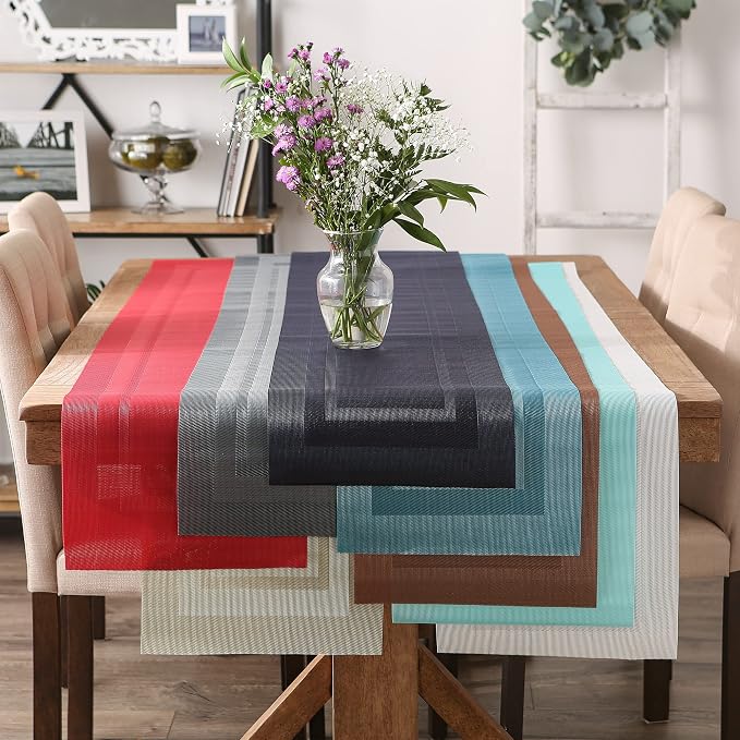 DII PVC Tabletop Collection Woven Indoor/Outdoor, Table Runner, 14x72, Champagne