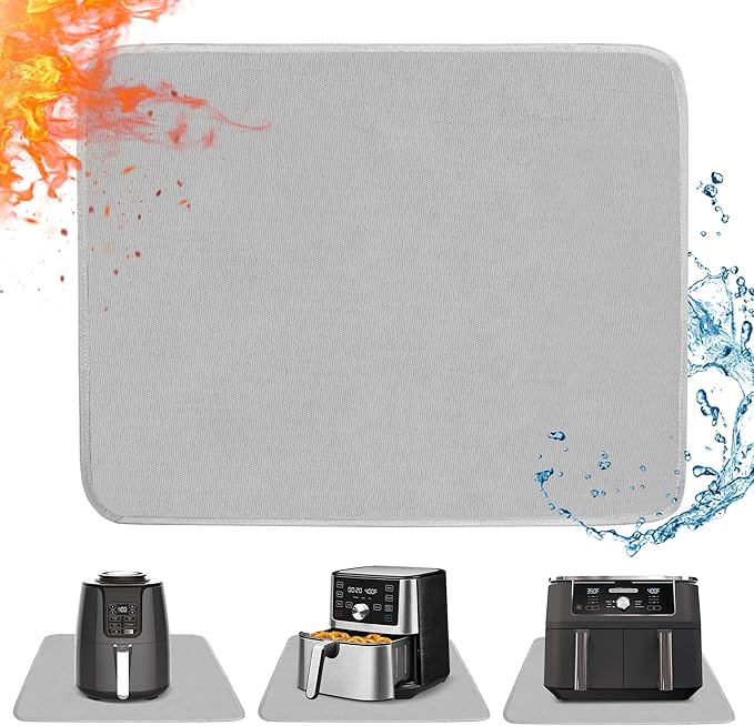 Heat Resistant Mat for Air Fryer, 12 x 14in Heat Resistant Mat for Countertop, Fireproof Silicone Countertop Protector Appliance Slider Hot pod for Air Fryer, Coffee Maker, Toaster, Oven (Grey)