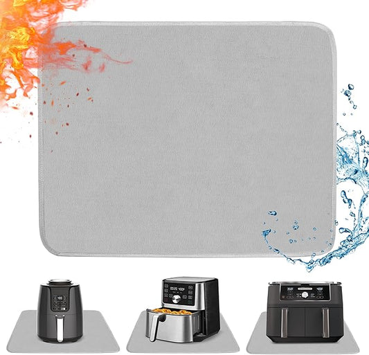 Heat Resistant Mat for Air Fryer, 12 x 14in Heat Resistant Mat for Countertop, Fireproof Silicone Countertop Protector Appliance Slider Hot pod for Air Fryer, Coffee Maker, Toaster, Oven (Grey)
