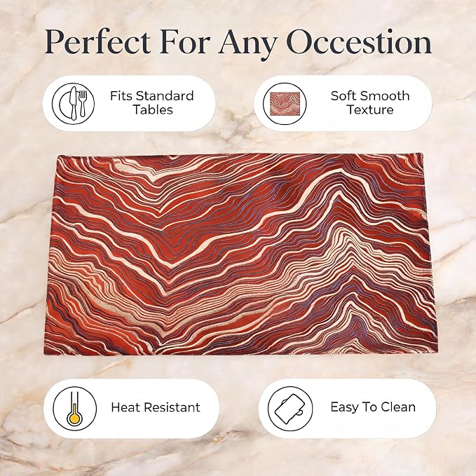 Orange Placemats Set of 4, 12x18 Inch Mountain-Inspired Jacquard Place Mats, Double Sided Reversible Non Slip, Irregular Woven Texutre Table Mats, Modern Dining Table Decor for Kitchen