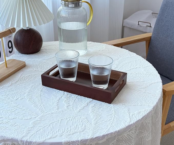 3 Pack Small Serving Mini Tray with Handles - 9.8 Inch Bamboo Tray | Rectangular Tray for Coffee Table, Kitchen Counter, Ottoman | Decorative Organizer for Drinks, Snacks, Bathroom Essentials