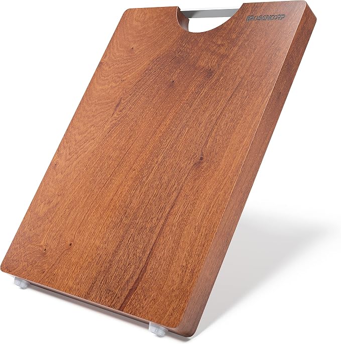 Brosisincorp Real Solid Sapele Cutting Board One Piece No Glue Non Toxic All Whole Single Wood Butcher Block Thick Hard Wood Heavy Duty Edge Grain (Medium, 14.96"L*11.02"W*0.98"Th)