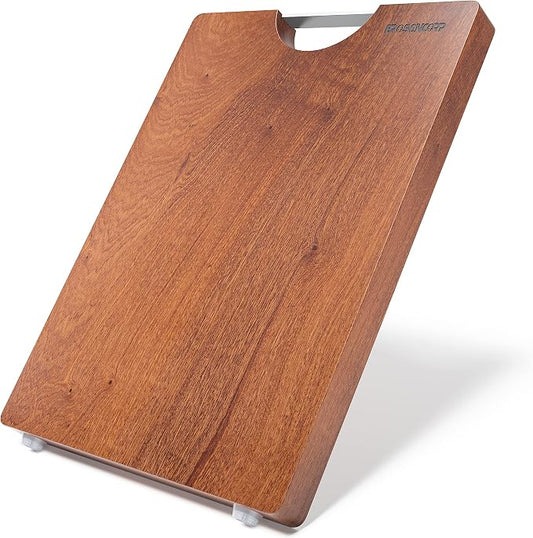 Brosisincorp Real Solid Sapele Cutting Board One Piece No Glue Non Toxic All Whole Single Wood Butcher Block Thick Hard Wood Heavy Duty Edge Grain (Small,14.17"L*9.45"W*0.98"Th)