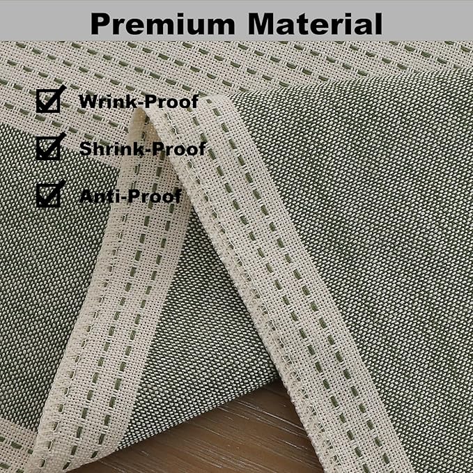 Gernaice Boho Table Runner, Rustic Striped Cotton Linen Farmhouse Table Runners for Dresser End Coffee Table Home Decor, 24" L X 13" W Sage Green