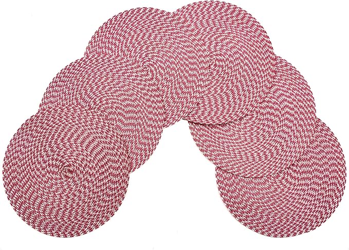 Vienna Woven Spiral Table Placemats 15 Inches Round Set of 6 Non-Slip Dining