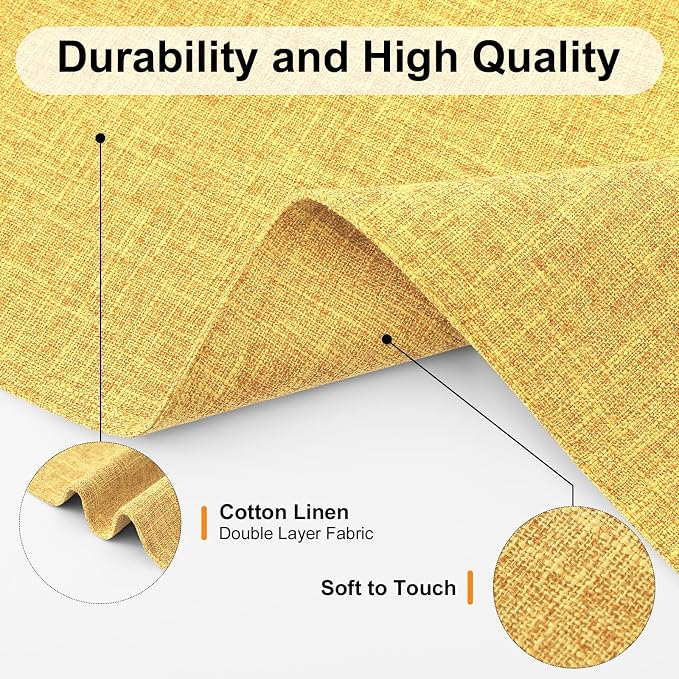 Homaxy Cloths Placemats for Dining Table Set of 8, Heat Resistant Washable Cotton Linen Blend Table Mats, Place Mats for Indoor Outdoor Party Kitchen Decoration, 13" x 19", Mustard Yellow