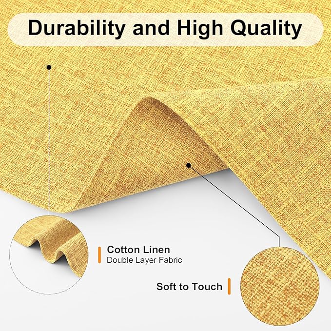 Homaxy Cloths Placemats for Dining Table Set of 4, Heat Resistant Washable Cotton Linen Blend Table Mats, Place Mats for Indoor Outdoor Party Kitchen Decoration, 13" x 19", Mustard Yellow