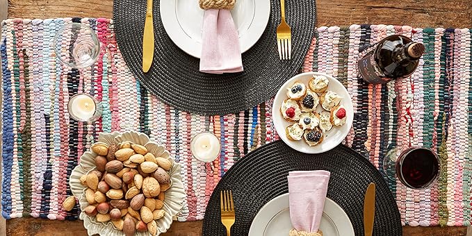 DII Handmade Chindi Tabletop, Reversible and Machine Washable, Table Runner, 14x72, Multicolor