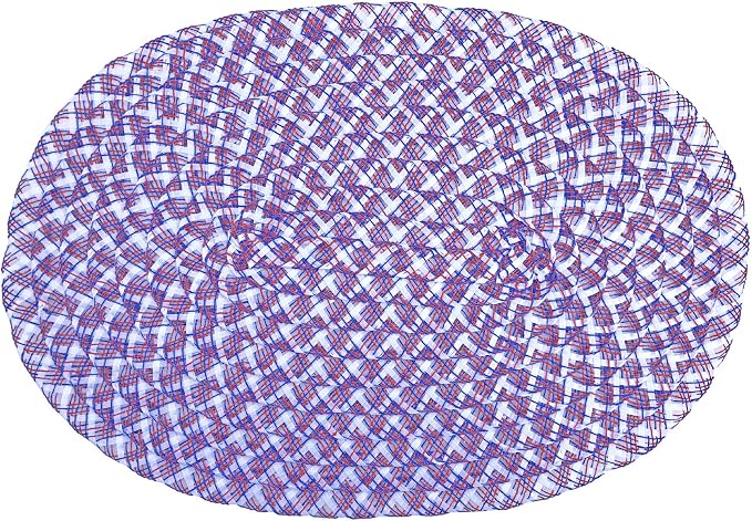 CAIT CHAPMAN HOME COLLECTION White Blue Red July 4th 12"x18"-Oval Braided Woven Polypropylene Plastic Placemats, Set of 6