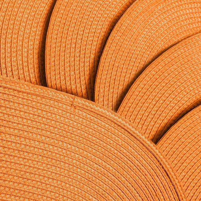 AHHFSMEI Placemats Set of 4 for Dining Table Washable Woven Non-Slip 18x12 inches Placemat Heat-Resistant Durable Table Mats for Dining Table Easy to Clean (Oval Orange, 4)