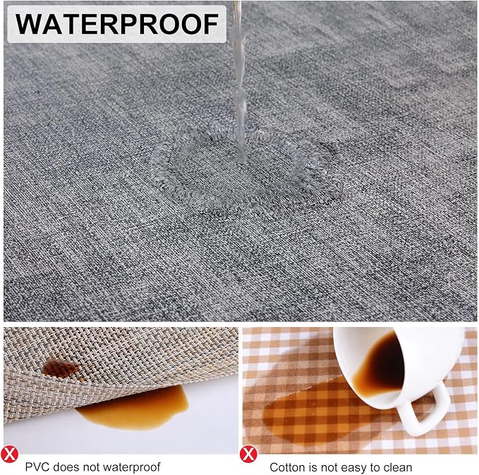 homing Faux Leather Heat Resistant Placemats 6 Packs, Waterproof Wipeable Dining PU Place Mats for Indoor & Outdoor, Easy to Clean, Smokey Grey