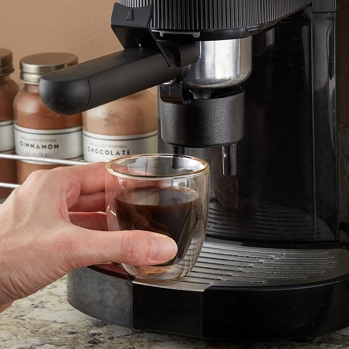 Glass Espresso Cups Set of 4 - Double Walled Espresso Cup 2.7 OZ - Wide Italian Style Clear Doppio Espresso Cup - Double Espresso Cups - Espresso Accessories Small Double Wall Expresso Coffee Cup