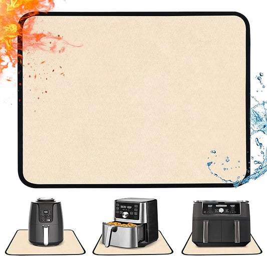 Heat Resistant Mat for Air Fryer, 16 x 24in Heat Resistant Mat for Countertop, Fireproof Silicone Countertop Protector Appliance Slider for Air Fryer, Coffee Maker, Toaster, Oven (Khaki)
