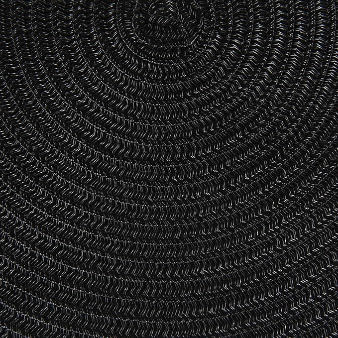 Topotdor 14 Inch Round Placemats Heat-Resistant Stain Resistant Anti-Skid Washable Polyproplene Table Mats Placemats (Black, Set of 6)
