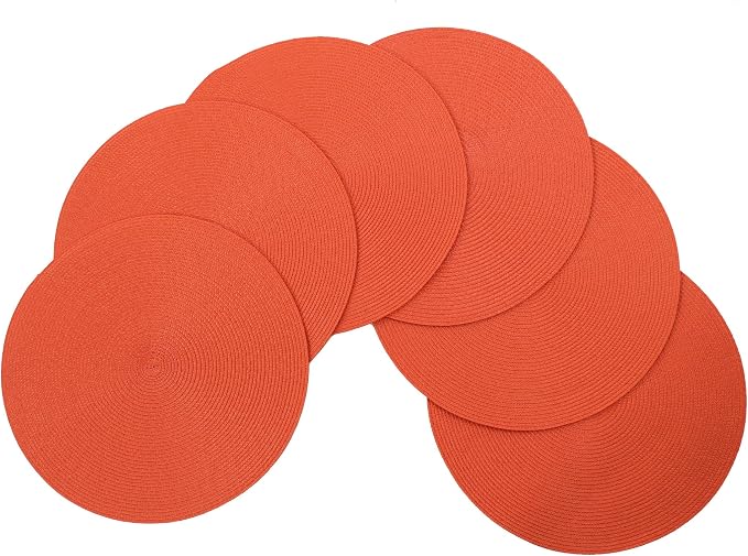 Vienna Woven Spiral Table Placemats 15 Inches Round Set of 6 Non-Slip Dining