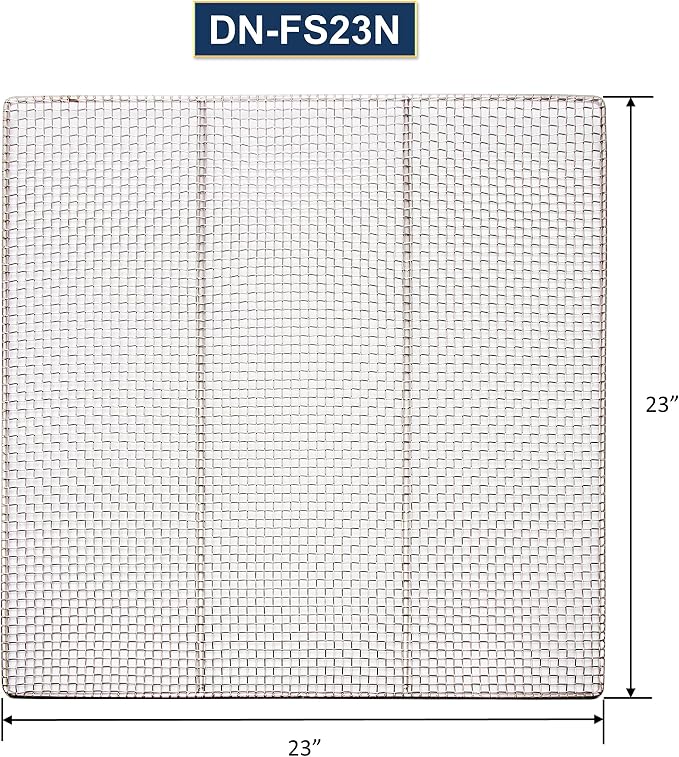 GSW 2 pcs 23" x 23" DN-FS23N Heavy Duty 16 Gauge 3-mesh Stainless Steel Woven Mesh Donut Frying Screen, 1/4"D Outer Frame and Support Rods